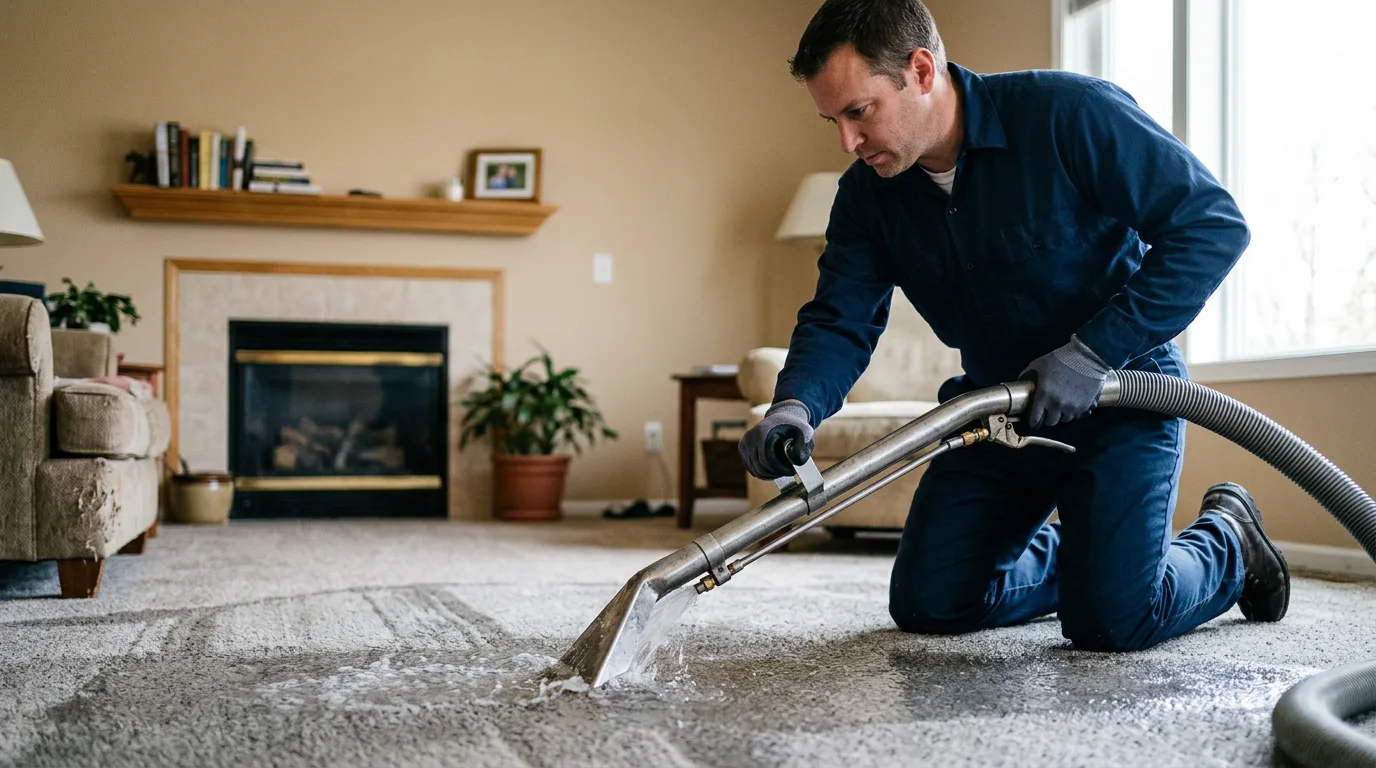 Water damage restoration technician working near Madison, NY